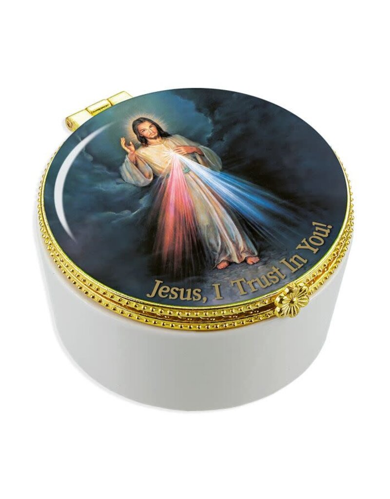 WJ Hirten Porcelain Rosary and Keepsake Box with Divine Mercy