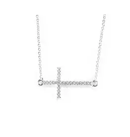 Dicksons Sideways Cross Silver Plated Necklace