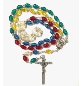 Costa Articoli Religiosi Transparent Oval Plastic Missionary Rosary  8x6 mm