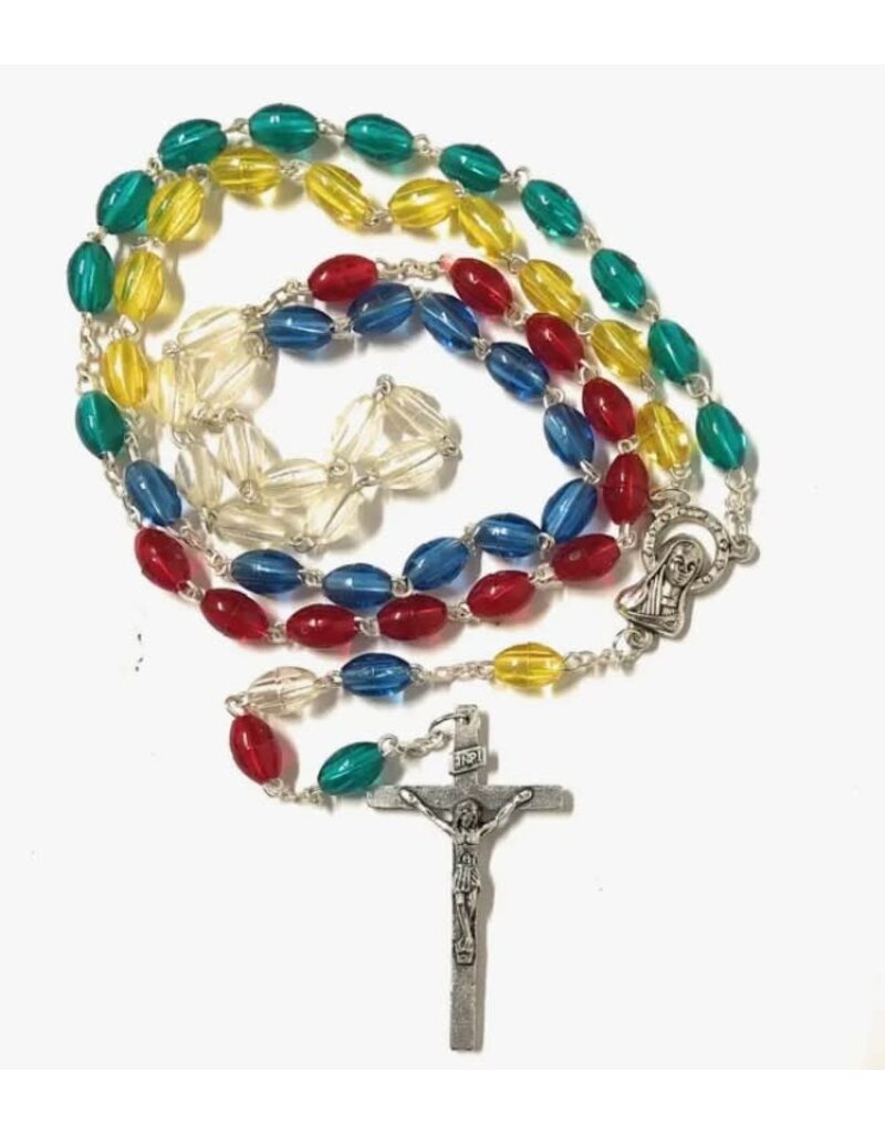Costa Articoli Religiosi Transparent Oval Plastic Missionary Rosary  8x6 mm