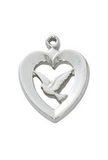 McVan Heart With Dove Pendant on 18" Chain Necklace