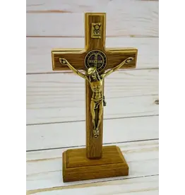 Oremus Mercy 5" Wooden Benedict Crucifix Stand