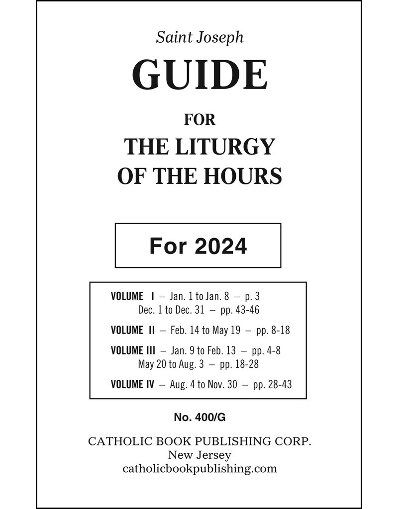 Catholic Book Publishing Corp Saint Joseph Guide For The Liturgy Of The Hours For 2024- 4 volume guide (#400/G)