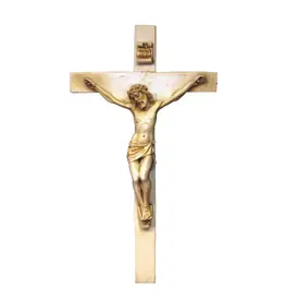 Goldscheider of Vienna Crucifix in Antiqued Alabaster & Resin 9.5"