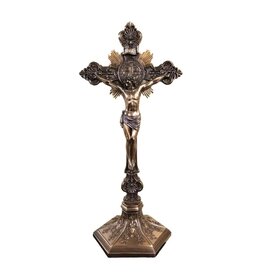 Goldscheider of Vienna Standing St. Benedict Crucifix in Cold Cast Bronze 9.5"