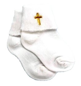Roman, Inc Baby's Baptism Socks with Embroidered Cross (4")