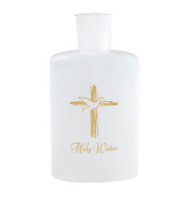 Sacred Traditions 4 oz Holy Water Bottle (Gold Dove over Cross)