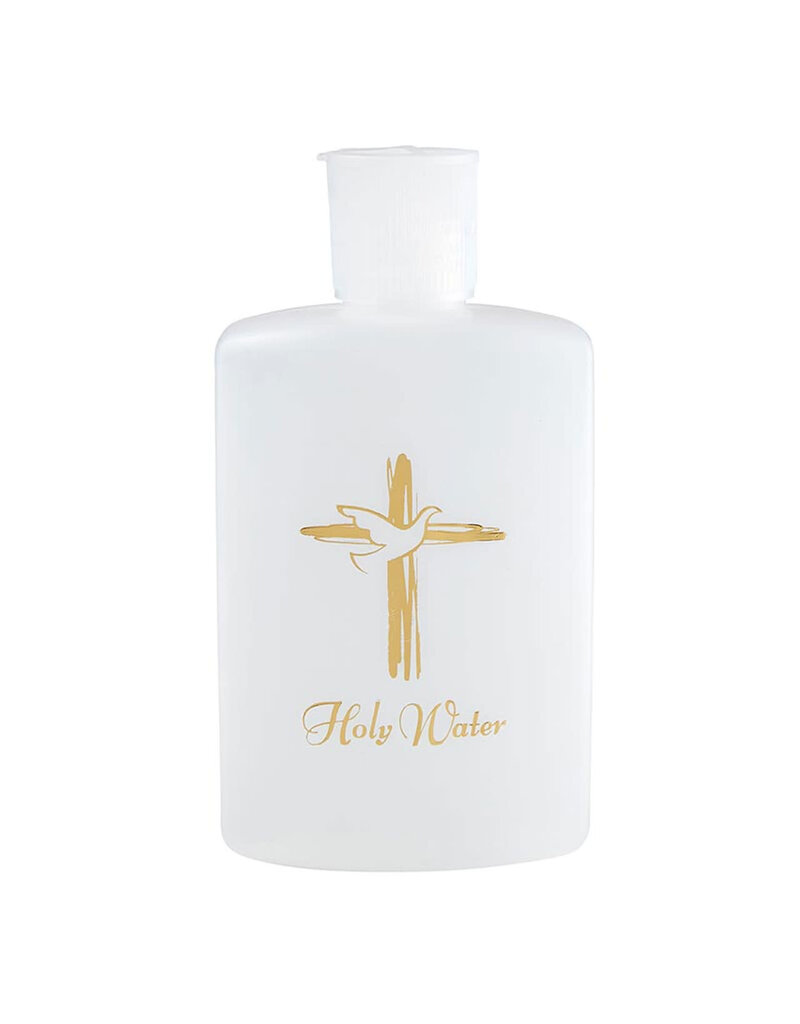 Sacred Traditions 4 oz Holy Water Bottle (Gold Dove over Cross)