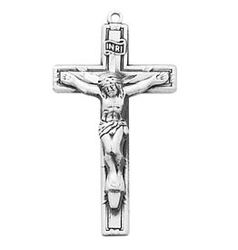McVan Antique Pewter Crucifix with 18" Rhodium Plated Chain
