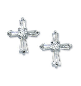 McVan Crystal Cubic Zirconia Cross Post Earrings (Surgical Stainless Steel Posts)