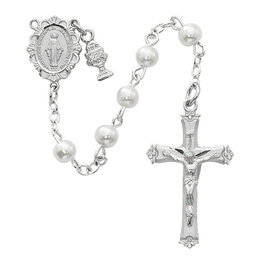 McVan 5mm White Pearl Communion Rosary