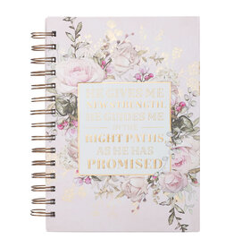 Christian Art Gifts He Gives Me Strength Floral Wirebound Journal