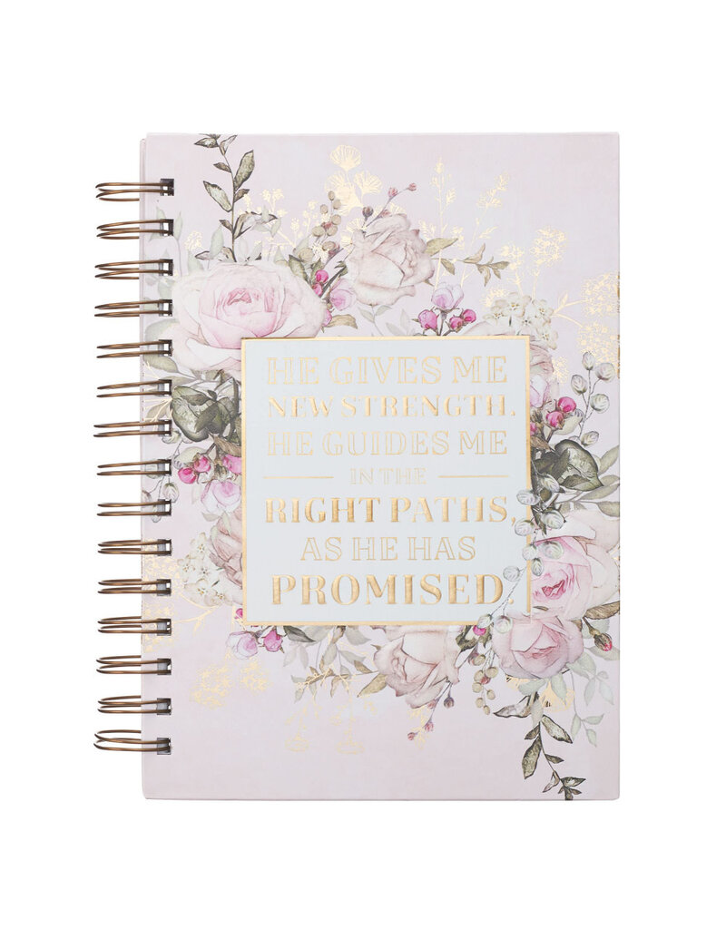 Christian Art Gifts He Gives Me Strength Floral Wirebound Journal