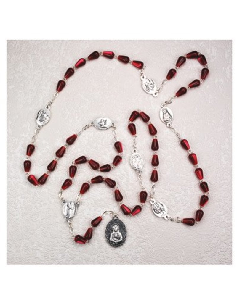 McVan Seven Sorrows Chaplet with Red Tear Drop Shaped Beads