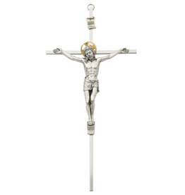 McVan 10" Silver Toned Crucifix with Gold Toned Halo