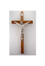McVan 8" Walnut Wood Crucifix with Silver-toned Corpus