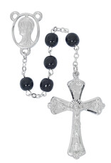 McVan 7mm Black Glass Rosary (Boxed)