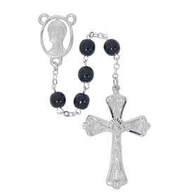 McVan 7mm Black Glass Rosary (Boxed)