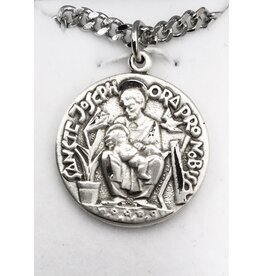 HMH Religious Sterling Silver Round Seated St. Joseph with Jesus Medal