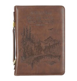 CA gift Bible Cover-Classic Brown Wings Like Eagles Isa. 40:31-XLG