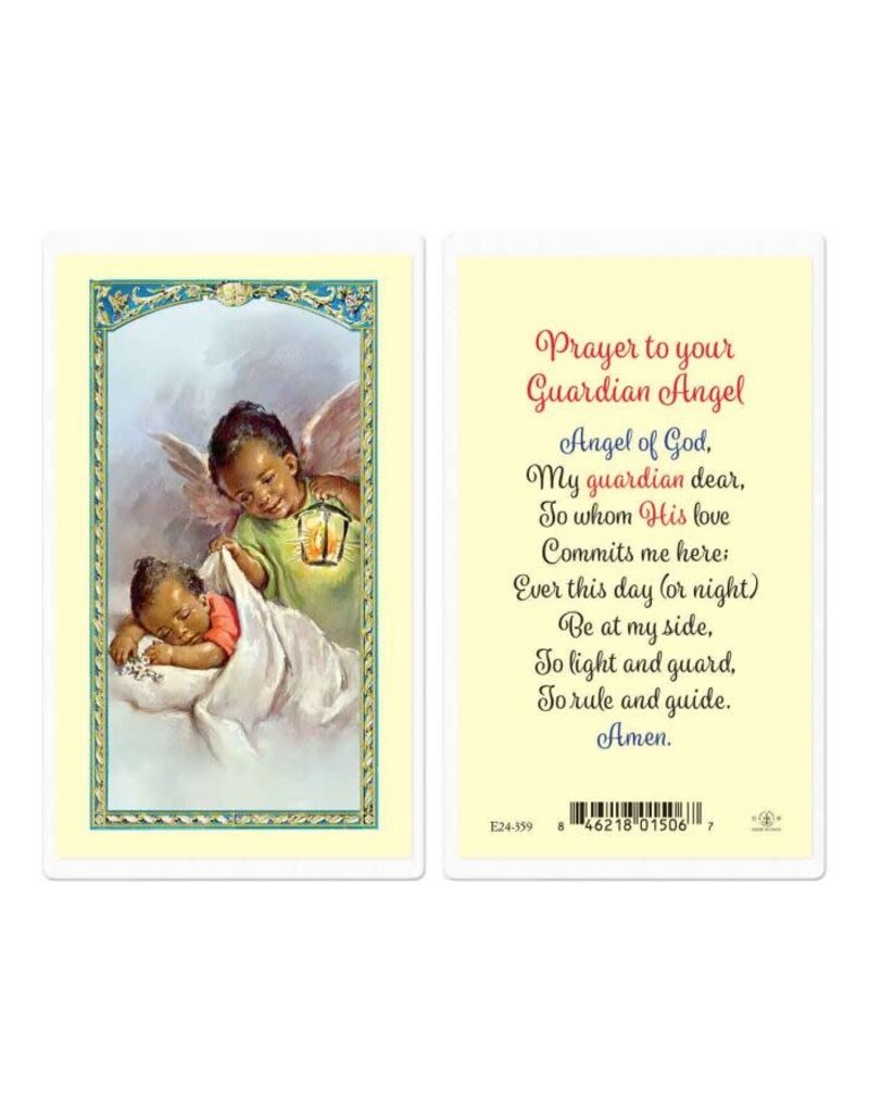 WJ Hirten Angel of God Laminated Holy Card