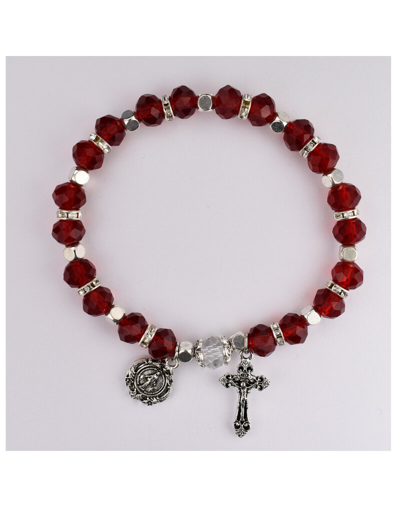 McVan Garnet Rosary Stretch Bracelet