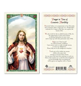 WJ Hirten Laminated Holy Card Economic Hardship (Sacred Heart)