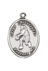 Jeweled Cross Company Sterling Silver St. Christopher Basketball Woman Athlete Medal-Pendant