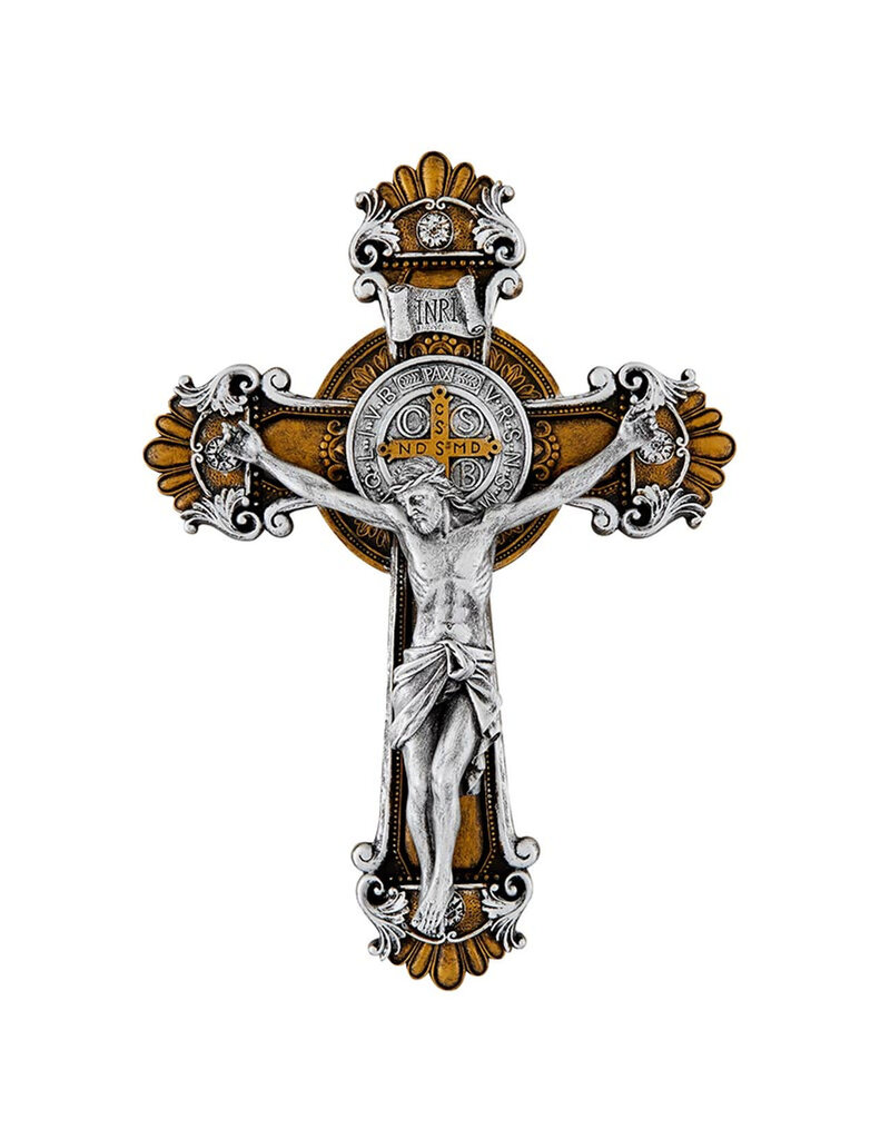 Christian Brands Two-Tone Saint Benedict Ornate Crucifix