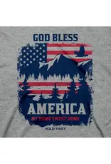 Kerusso Hold Fast Mens T-Shirt God Bless America Scene | X-Large/Grey