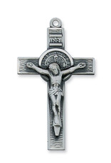 McVan Antique Silver Saint Benedict Crucifix Pendant With 24"