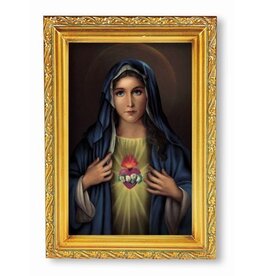 WJ Hirten 4" x 6" Immaculate Heart of Mary in Antique Gold Frame