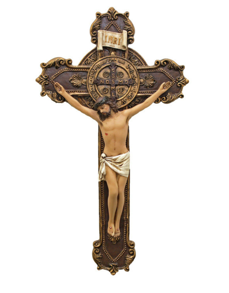 Goldscheider of Vienna 11" St. Benedict Crucifix Full Color