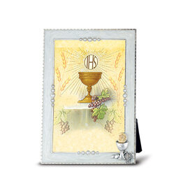 WJ Hirten 6" x 4" Silver Plated Pearlized First Communion Frame
