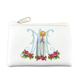 WJ Hirten White Grained Leatherette with Our Lady of Fatima