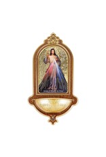WJ Hirten 10 x 5-1/2" Divine Mercy Wooden Holy Water Font