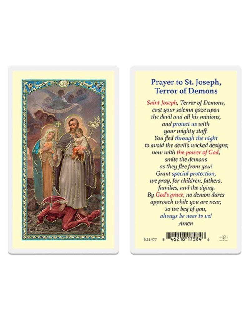 WJ Hirten Laminated Holy Card St. Joseph Terror of Demons