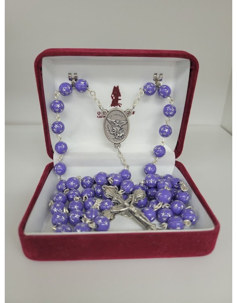 Handmade Saint Michael Light Purple Star Rosary