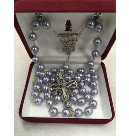 Handmade Blue Pearlescent Holy Family Rosary