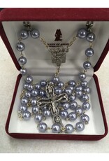 Handmade Blue Pearlescent Holy Family Rosary