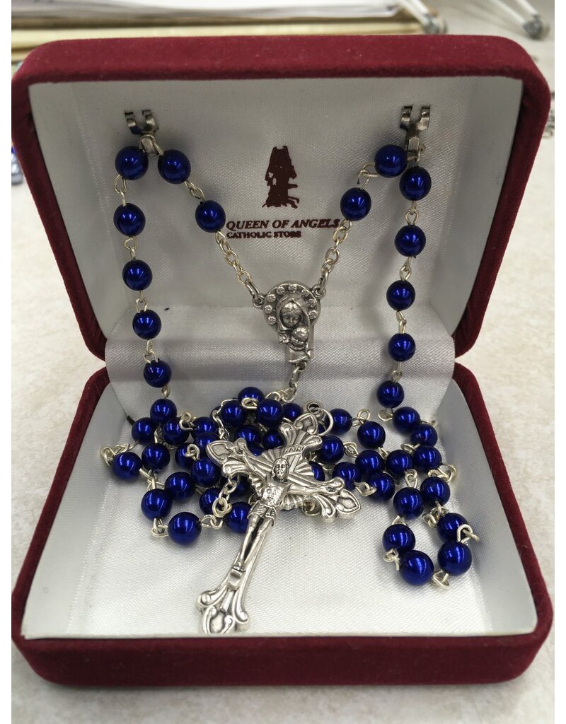 Blue Pearlescent Mother and Child Rosary