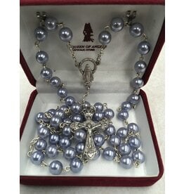 Blue Pearlescent Rosary with Ornate Crucifix