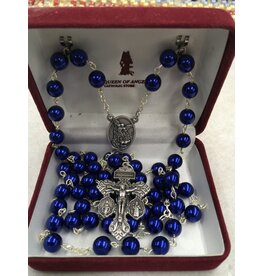 Blue St. Michael Rosary with Ornate Crucifix