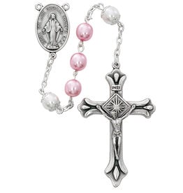 McVan 7MM Pink Pearl Capped Rosary