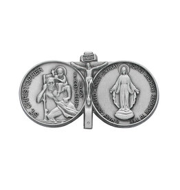 McVan McVan Visor Clip with St. Christopher, Jesus Crucified, and the Miraculous Medal