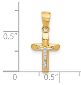 14K Two-tone Polished and Textured Crucifix Pendant
