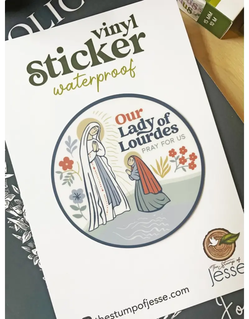 The Stump of Jesse Our Lady of Lourdes Waterproof Catholic Sticker