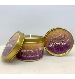 Abba Products Frankincense & Myrrh Candle with Scripture in Gold Tin
