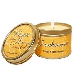 Abba Products Frankincense Candle with Scripture in Gold Tin