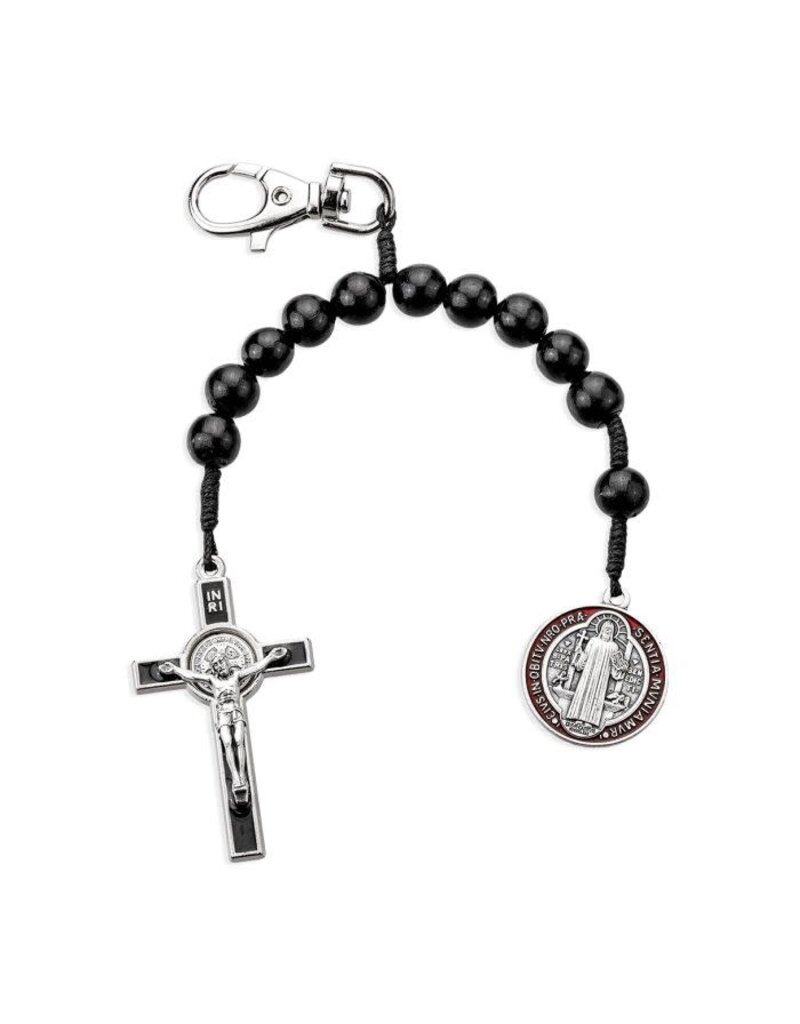 WJ Hirten Benedictine One Decade 10mm Wood Rosary Backpack Clip